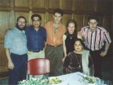 Uri with wife Hanna, son Daniel, and Rabbi Schmuley Boteach (left), Deepak Chopra, and Mrs. Rita Chopra (sitting)