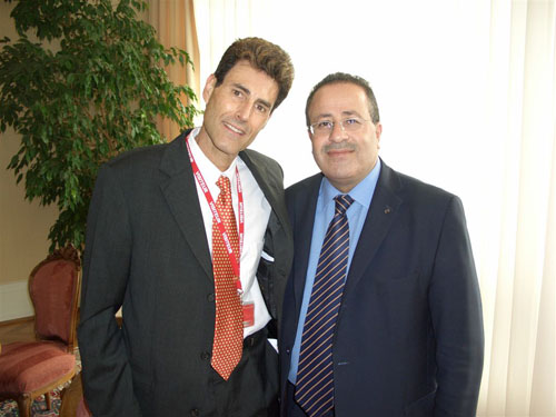Geneva, Switzerland 2005. Uri with Dr. Mohammed Al-Hadid, Chairman, Standing Commissioner of the Red Cross and Red Crescent.