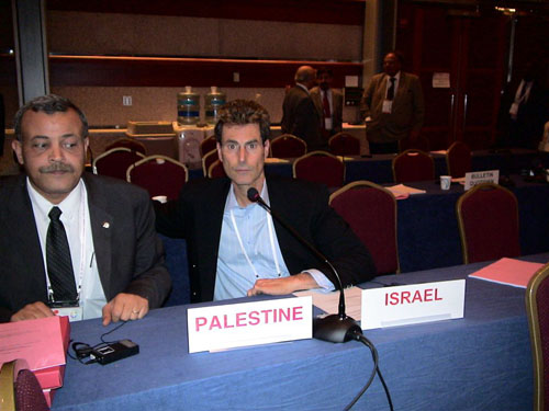 Geneva, Switzerland 2005. With Younis Al-Khati, President Palestine Red Crescent Society.