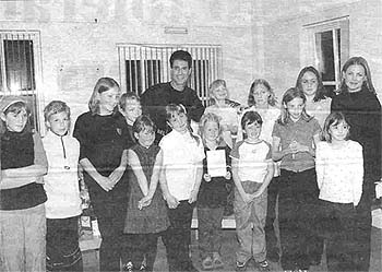 Belina Carlisle and Uri Geller with some of the children from the hospice at Fremington