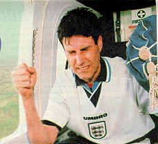 Uri Geller in the helicopter flying besides Wembley moving the ball with the power of his mind. 