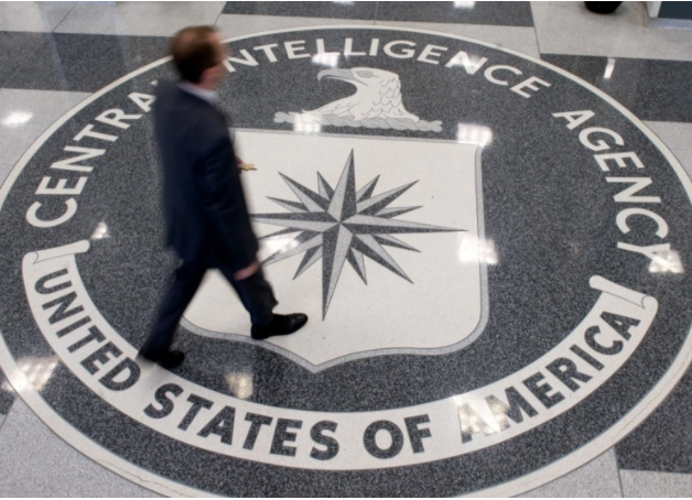 A man walks across the CIA logo in the lobby of the agency’s headquarters in Langley, Va. (Saul Loeb/AFP/Getty Images)